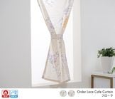 やさしいカラーリングの水彩柄プリント防炎レースカフェカーテン「フローラ」ベージュ|レースカフェカーテン|オーダーカフェカーテン