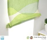 鮮やかなカラーリングのウェーブ柄プリントドレープカーテン「リップル」グリーン|厚地シェード|シングルシェード