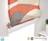 鮮やかなカラーリングのウェーブ柄プリントダブルシェード「リップル」レッド|厚地＆レースシェード|ダブルシェード