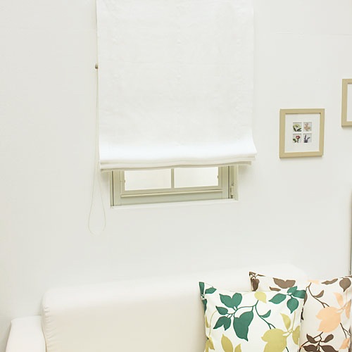 無地 麻（リネン）100％天然素材 ローマンシェード（ホワイト） | 厚地