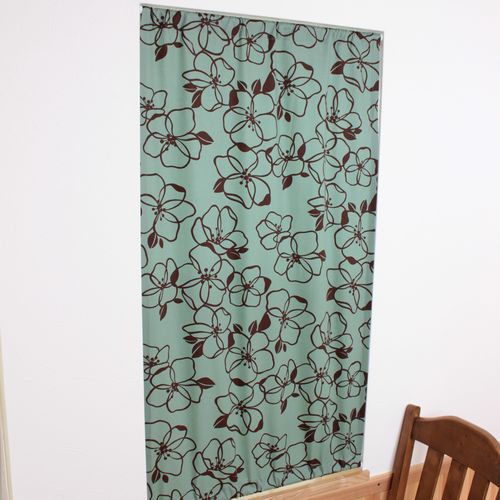 モダンな北欧調花柄 綿（コットン）100％カフェカーテン（ミント