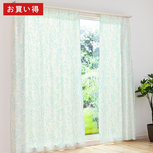 模様の一部にオパール加工を施したレースカーテン「ブルーム