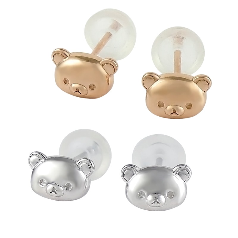 リラックマ　18金　ピアス　公式 リラックマ ピアス ぷっくり フェイス シルバー925｜J-Plus