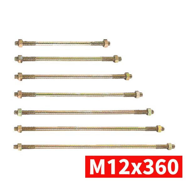 タナカ金物プロ-Z 両ネジボルト M12x360mm(M12六角ナット2個/本)【1