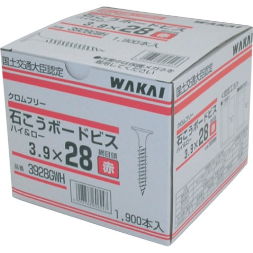 タナカ金物プロ-若井 3928GWH カラー石こうボードビス ハイ＆ロー 赤 