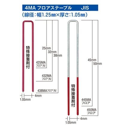 タナカ金物プロ-MAX 4MAフロアステープル 38mm 438MA（N）接着剤付