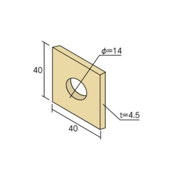 タナカ金物プロ-Z 角座金 M12用 40x40mm【1ケース500個 購入で20