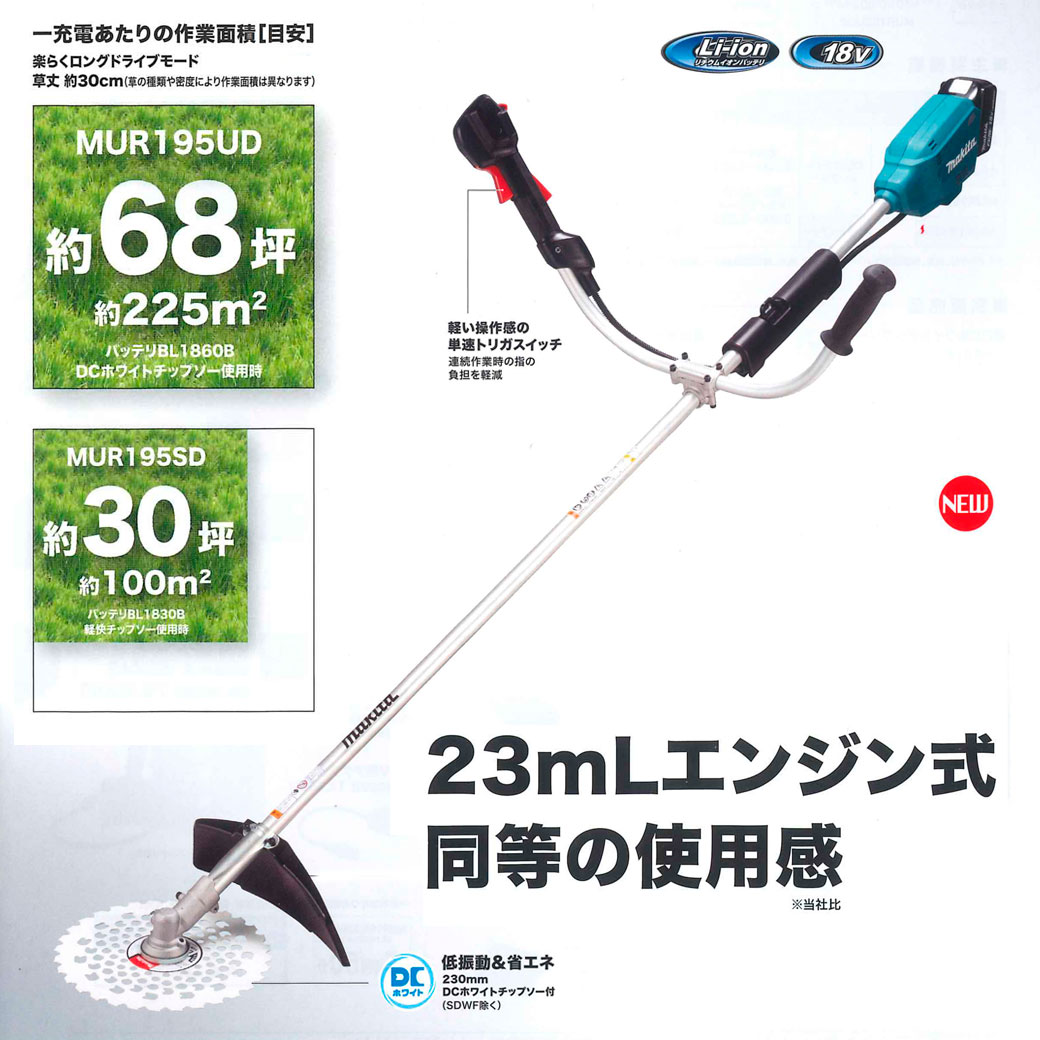 タナカ金物プロ-マキタ MUR195SDWF 充電式草刈機 230mm [Uハンドル