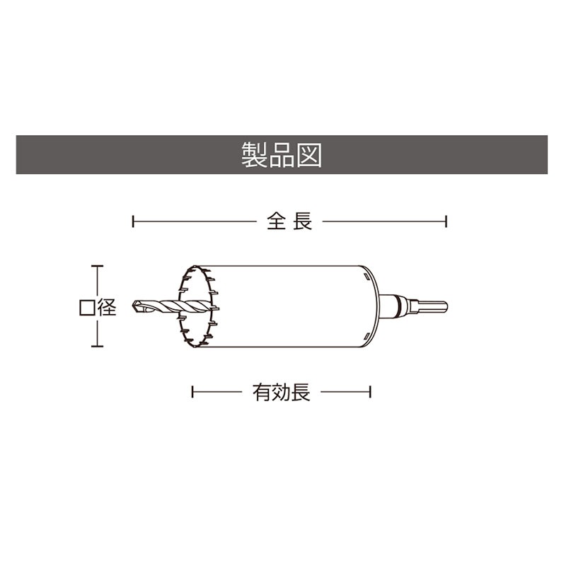 タナカ金物プロ-ユニカ 単機能 E&Sコアドリル ALC用 260mm SDSシャンク 