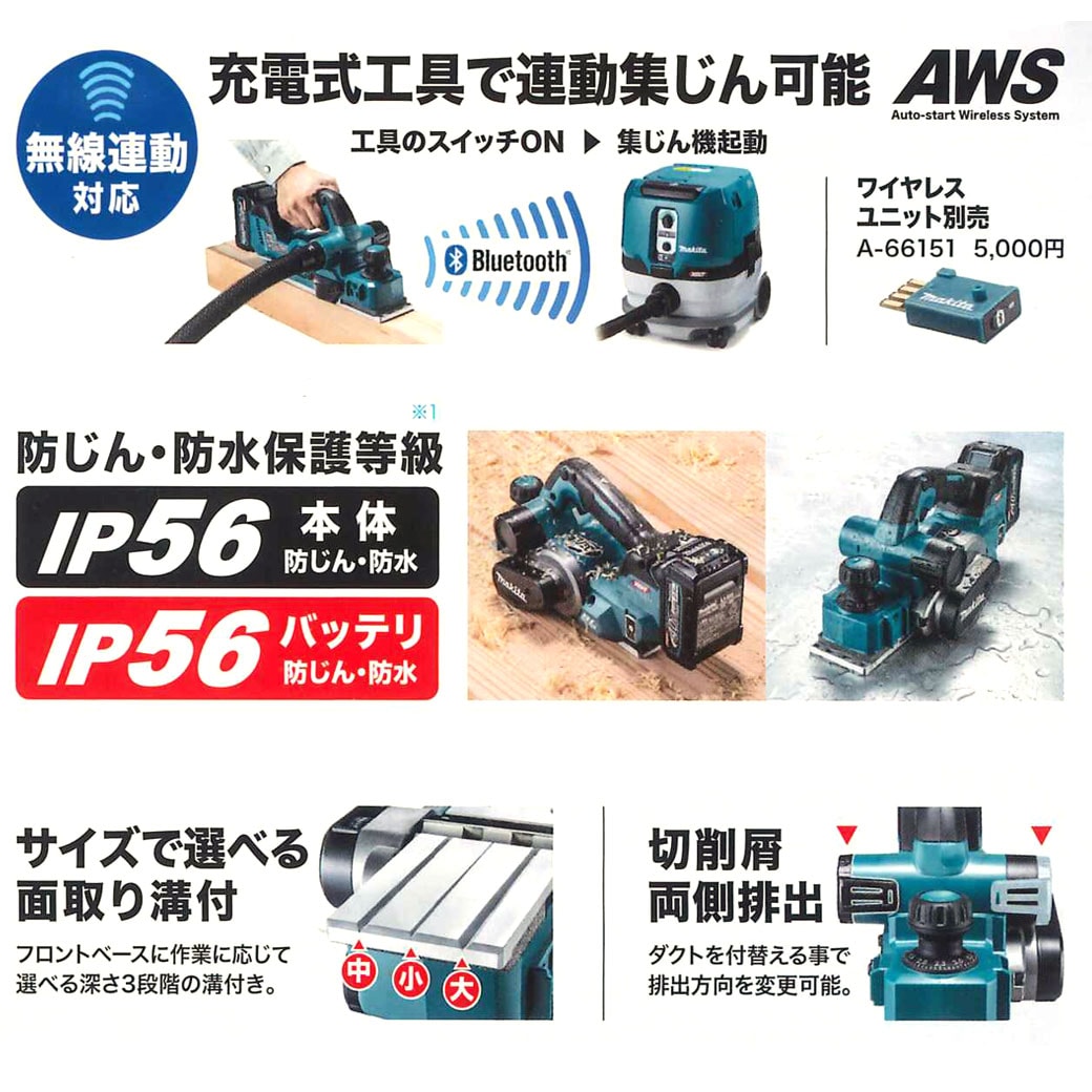 マキタ KP001GZ 82mm充電式カンナ (40Vmax/本体のみ)※バッテリ・充電器