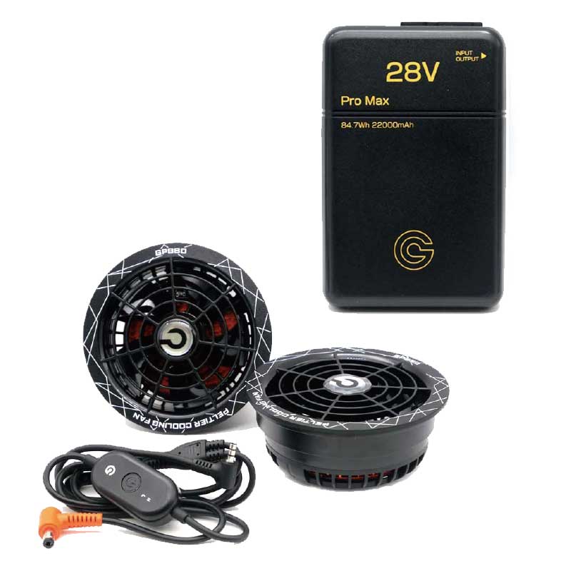 【新品】長信ジャパン 新型 ペルチェ 一体型 ファン ✖️1バッテリー セット✖️2 タナカ金物プロ-【特別セット】長信ジャパン ペルチェ内蔵ファン