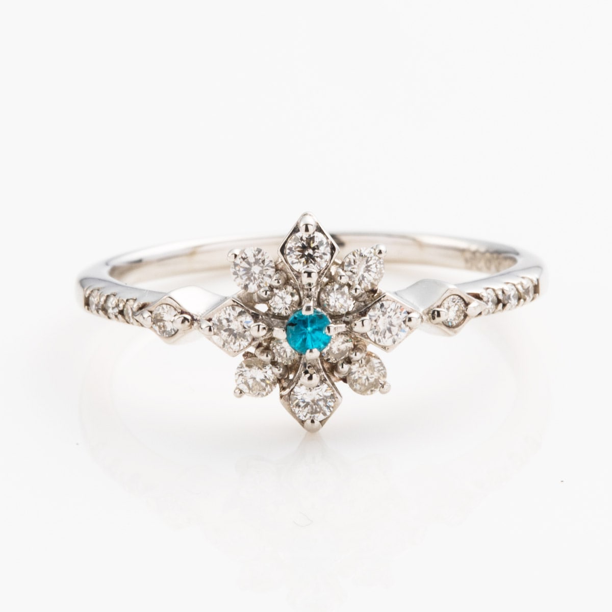 Pt900 パライバトルマリン 雪の結晶モチーフ リング | | JEWELRY