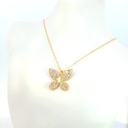 K18YG butterfly Necklace 1.00ct