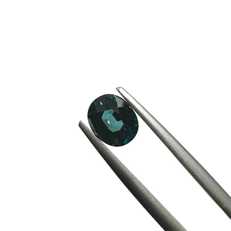 10008676：ラグーントルマリン(日独ソーティング付き)　OV　7.07×5.82ｍｍ　1.249ct