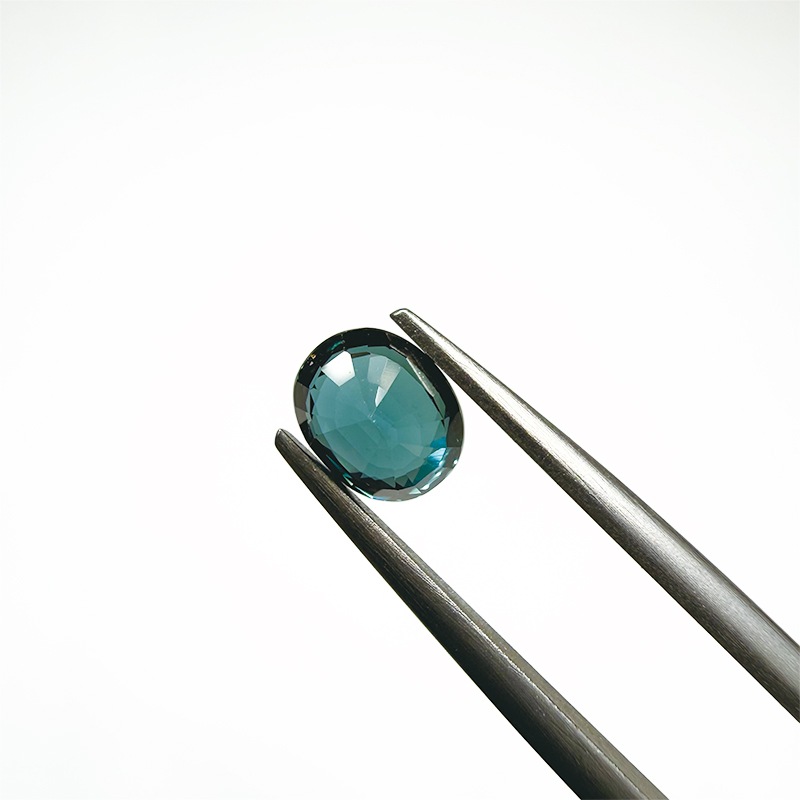 10008676：ラグーントルマリン(日独ソーティング付き)　OV　7.07×5.82ｍｍ　1.249ct