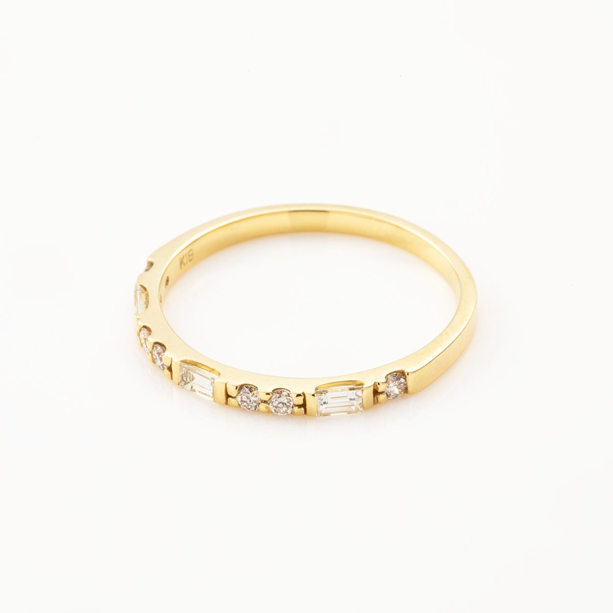 K18YG ダイヤモンド0.2ct リング バケットダイヤ×ラウンドダイヤ