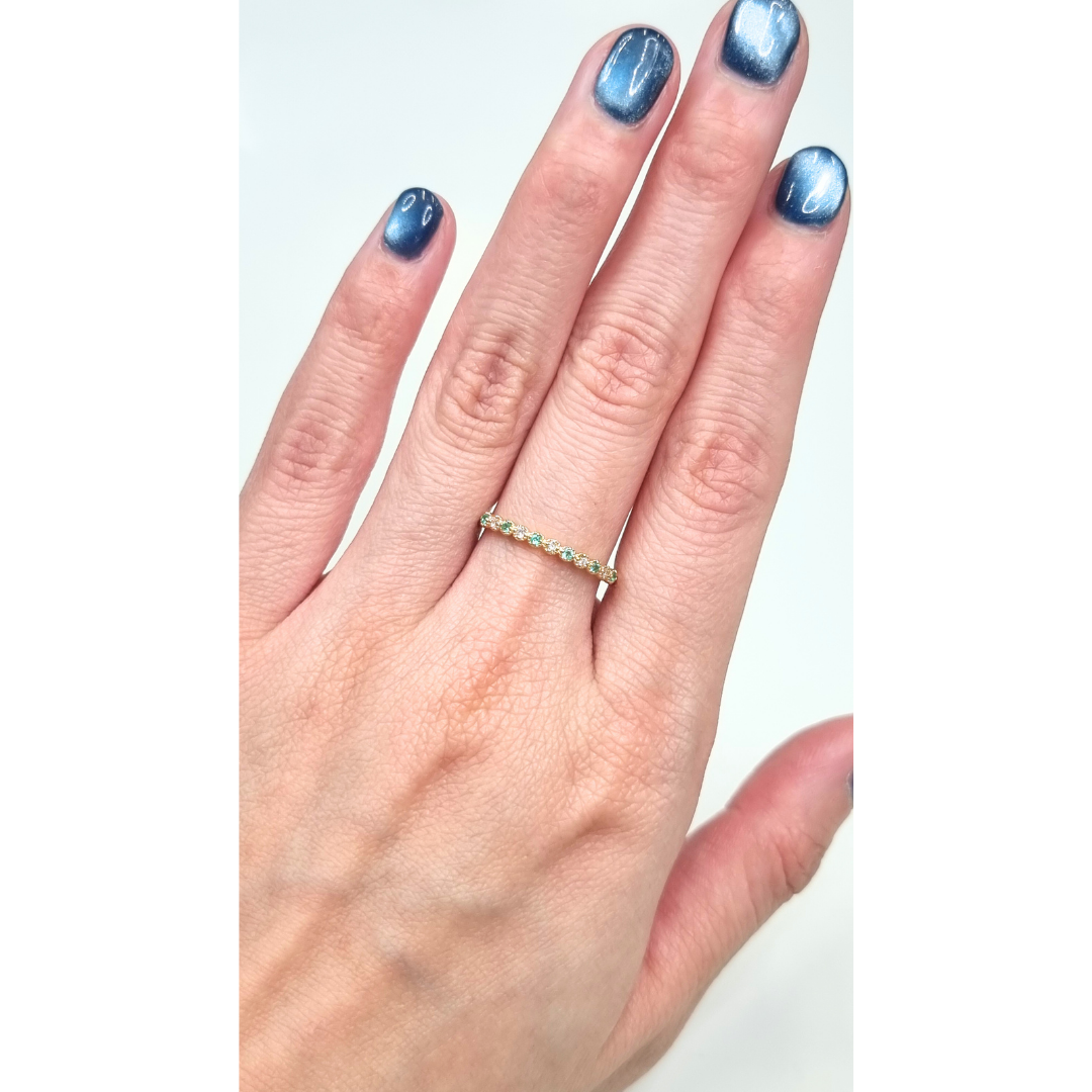 K18YG パライバトルマリン/ダイヤモンド リング