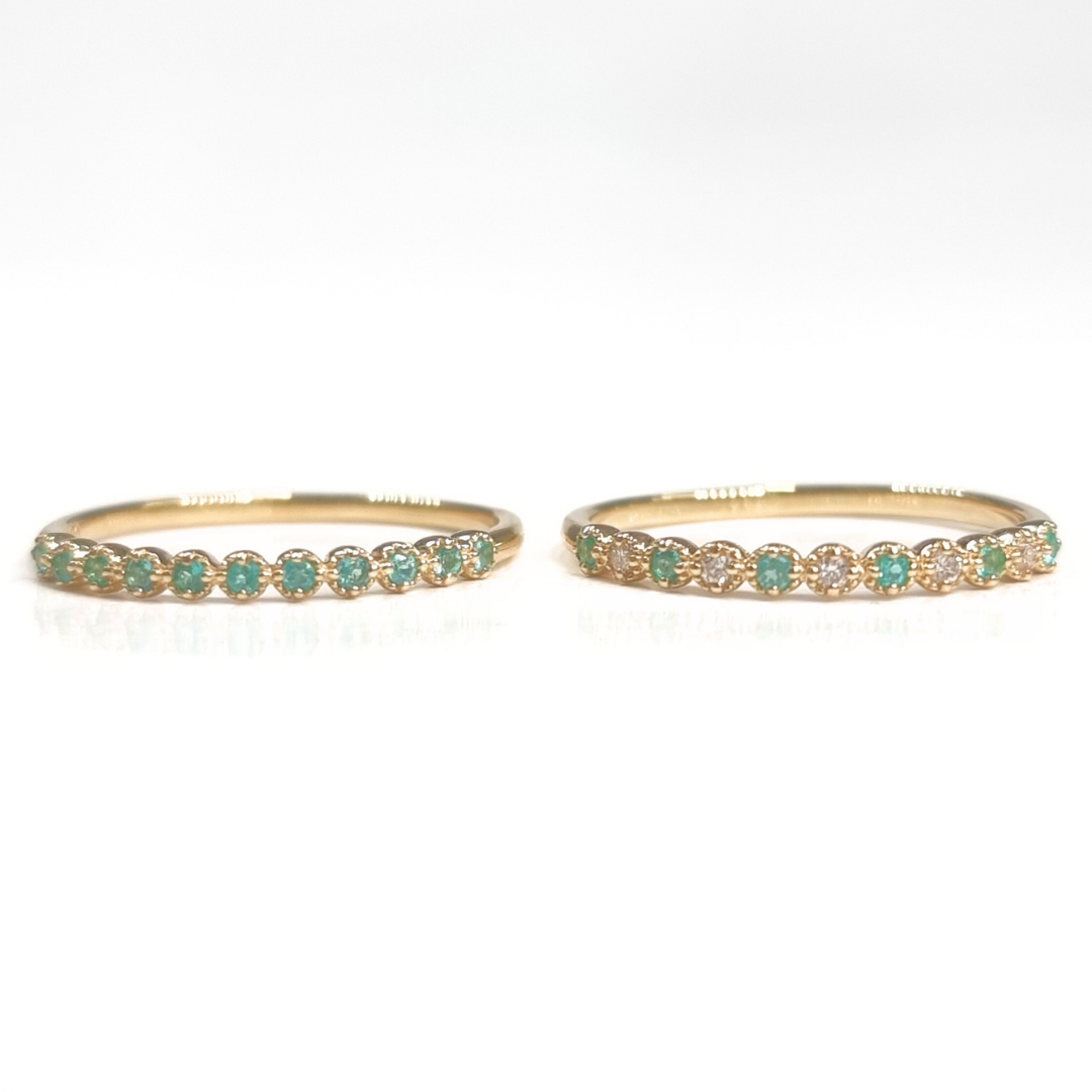 K18YG パライバトルマリン/ダイヤモンド リング