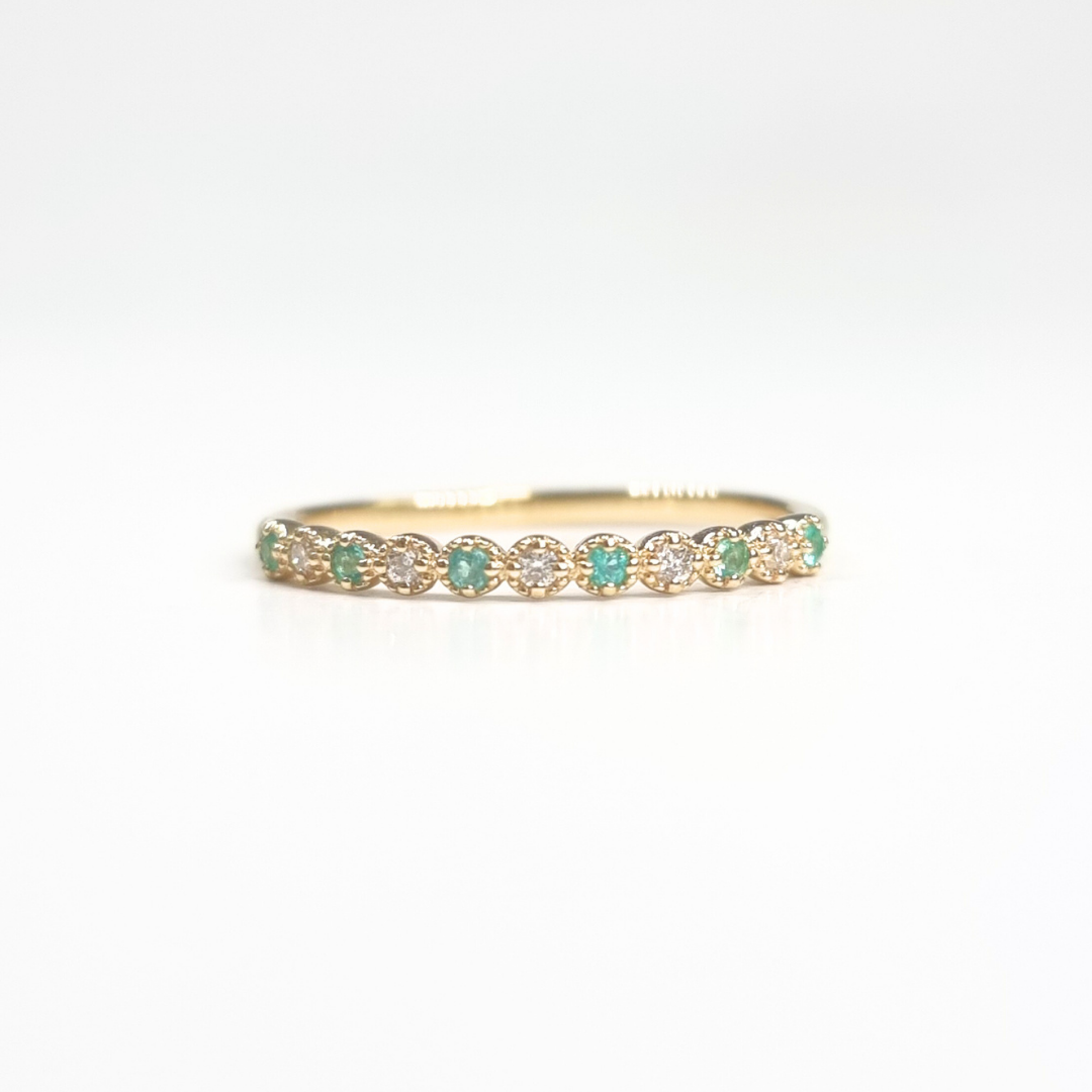 K18YG パライバトルマリン/ダイヤモンド リング