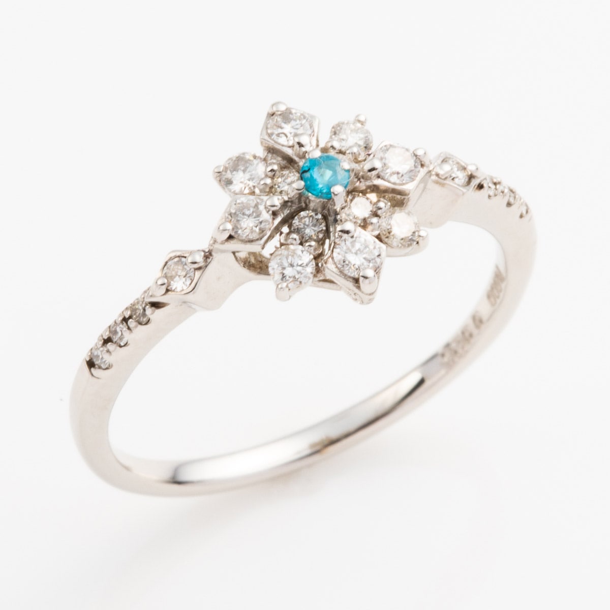 Pt900 パライバトルマリン 雪の結晶モチーフ リング | | JEWELRY