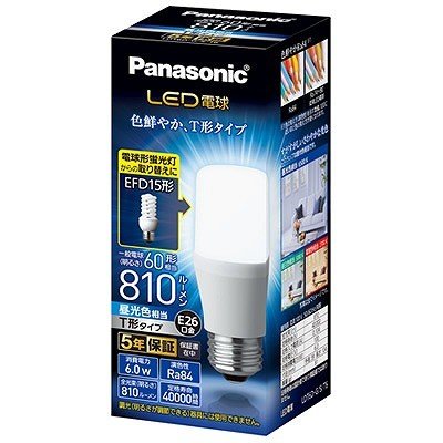 (10個セット)LED電球 LDT6D-G/S/T6 パナソニック 口金直径26mm 電球60W形相当 昼光色相当(6.0W) 一般電球･T形タイプ 密閉器具対応 (LDT6DGST6) 新品