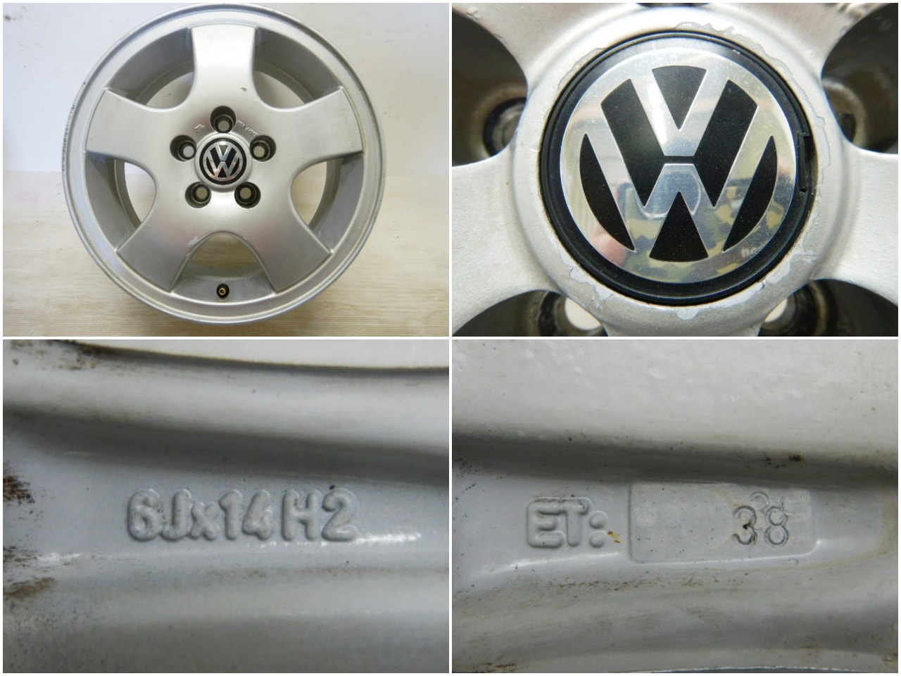 中古品 VW フォルクスワーゲン 純正スチールホイール 4本 14×5J 4穴。 2025