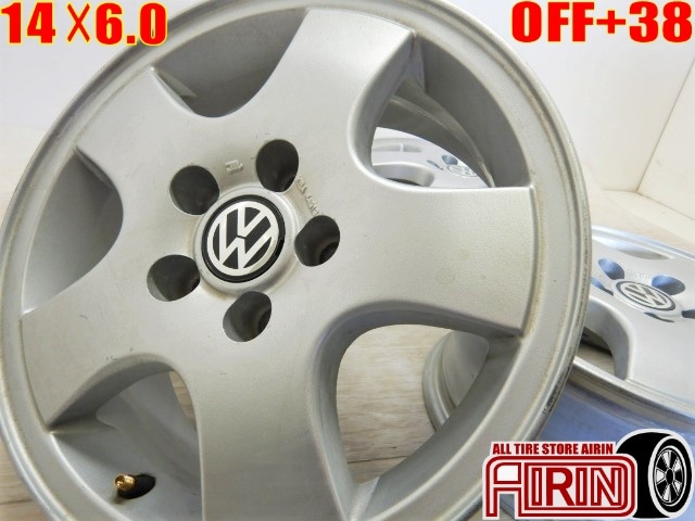 14インチ アルミ フォルクスワーゲン 純正 中古 4本セット<BR>不明<BR