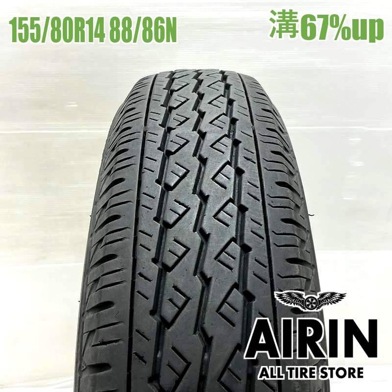 ブリヂストンサマータイヤ155／80R14 88／86N LT鉄ホイール付き深溝 155/80R14 88/86N ブリヂストンV600 1本 単品<BR>2024年製 残溝67