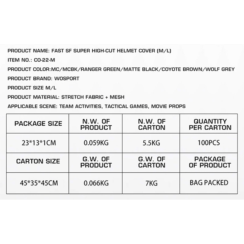 WoSporT Ops-Core ������ FAST SF �إ��å� ���С� CB