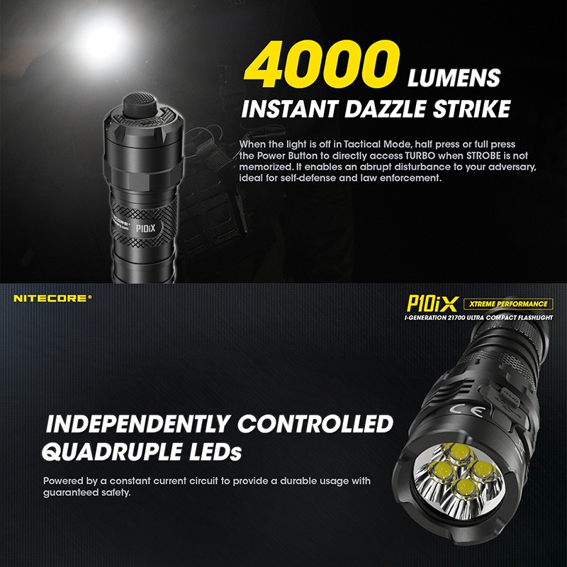 NITECORE(�ʥ��ȥ���) P10iX ����ȥ饳��ѥ��� �����ƥ����� �ե�å���饤�� ����4000�롼���/158m�ȼ� Type-C ���� i-Generation 21700/5000mAh������°