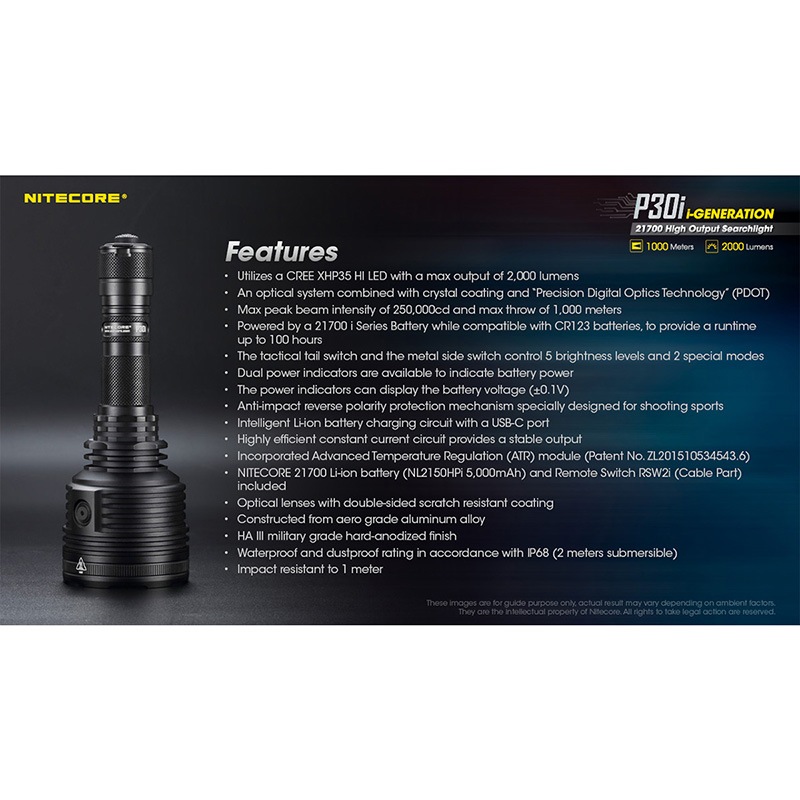 NITECORE(�ʥ��ȥ���) P30i ����� �������饤�� ����2000�롼���/1000m�ȼ� Type-C ���� i-Generation 21700/5000mAh������°