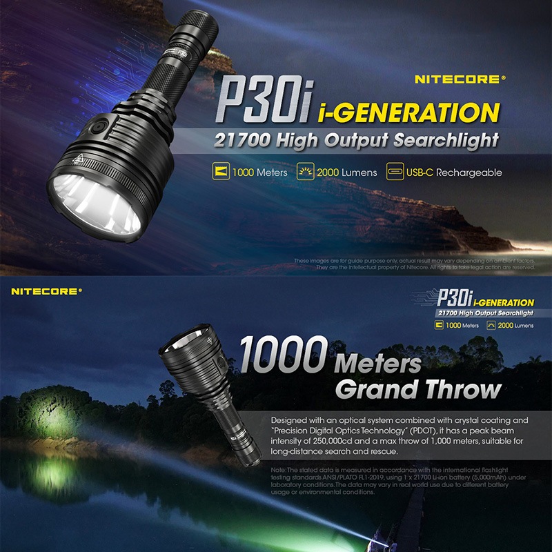 NITECORE(�ʥ��ȥ���) P30i ����� �������饤�� ����2000�롼���/1000m�ȼ� Type-C ���� i-Generation 21700/5000mAh������°