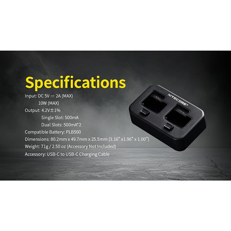 NITECORE(�ʥ��ȥ���) PLC500 USB-C �ǥ奢�륹���åȽ��Ŵ� PLB500����(NPL25/NPL27��)