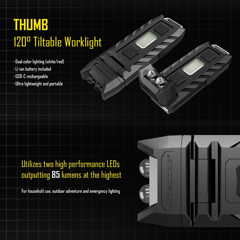 NITECORE(�ʥ��ȥ���) Thumb 120���ư�� �ǥ奢�륫�顼(��/��) ����饤�� ����85�롼���/26m�ȼ� Type-C ����