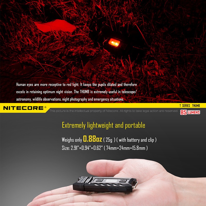 NITECORE(�ʥ��ȥ���) Thumb 120���ư�� �ǥ奢�륫�顼(��/��) ����饤�� ����85�롼���/26m�ȼ� Type-C ����