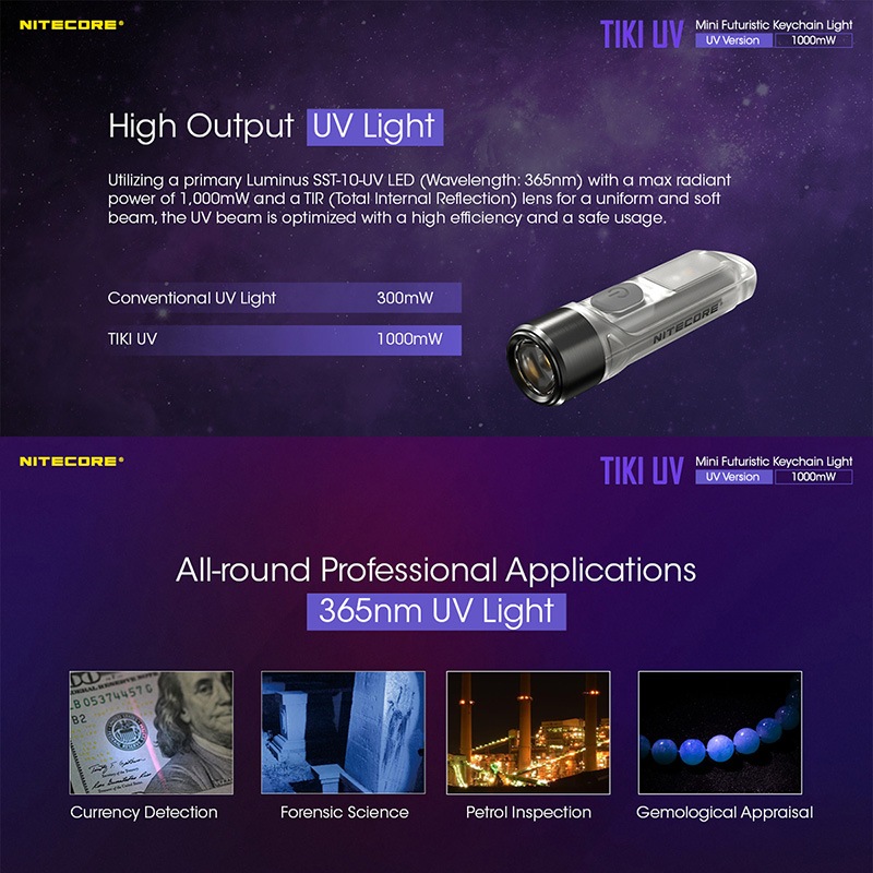 NITECORE(�ʥ��ȥ���) TIKI UV �ֳ��� 1000mW/365nm �ߥ˥�����������饤��