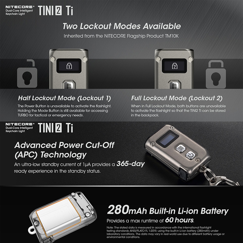 NITECORE(�ʥ��ȥ���) TINI2 Ti �ǥ奢�륳�� ����ƥꥸ����� ������������饤��(�������ǥ�)