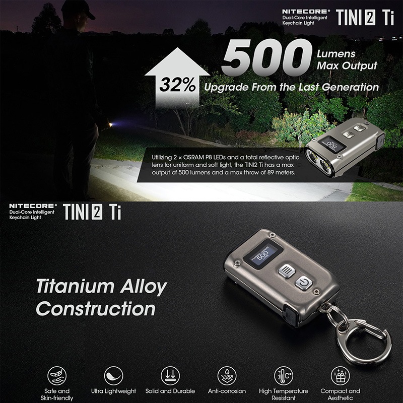 NITECORE(�ʥ��ȥ���) TINI2 Ti �ǥ奢�륳�� ����ƥꥸ����� ������������饤��(�������ǥ�)