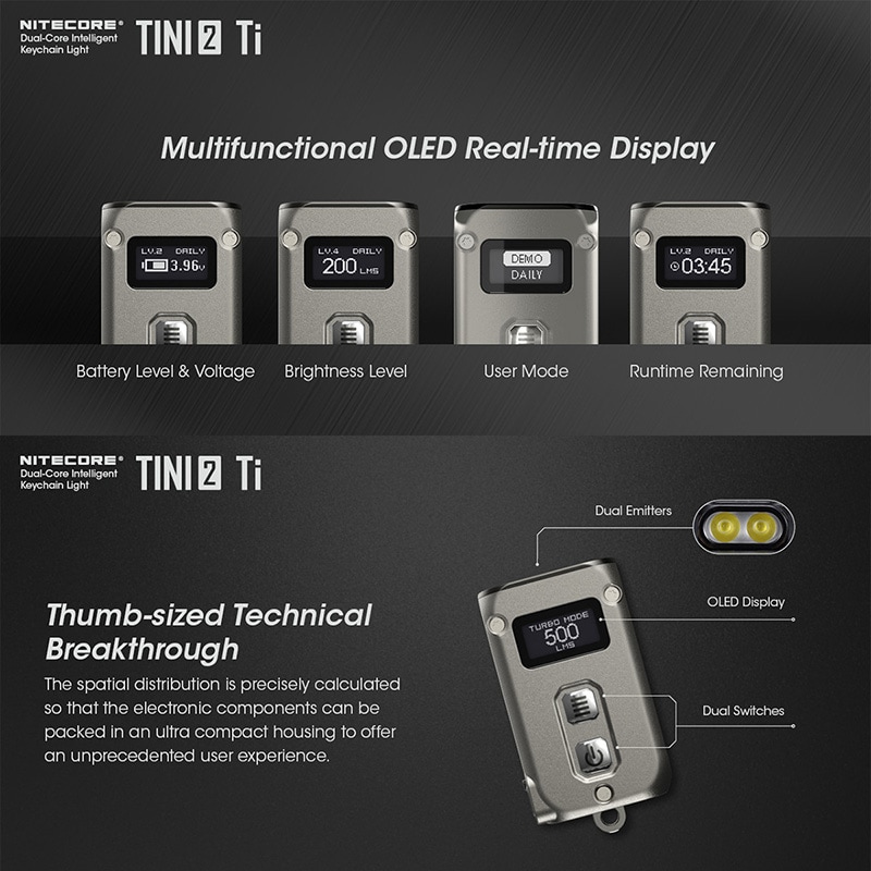 NITECORE(�ʥ��ȥ���) TINI2 Ti �ǥ奢�륳�� ����ƥꥸ����� ������������饤��(�������ǥ�)