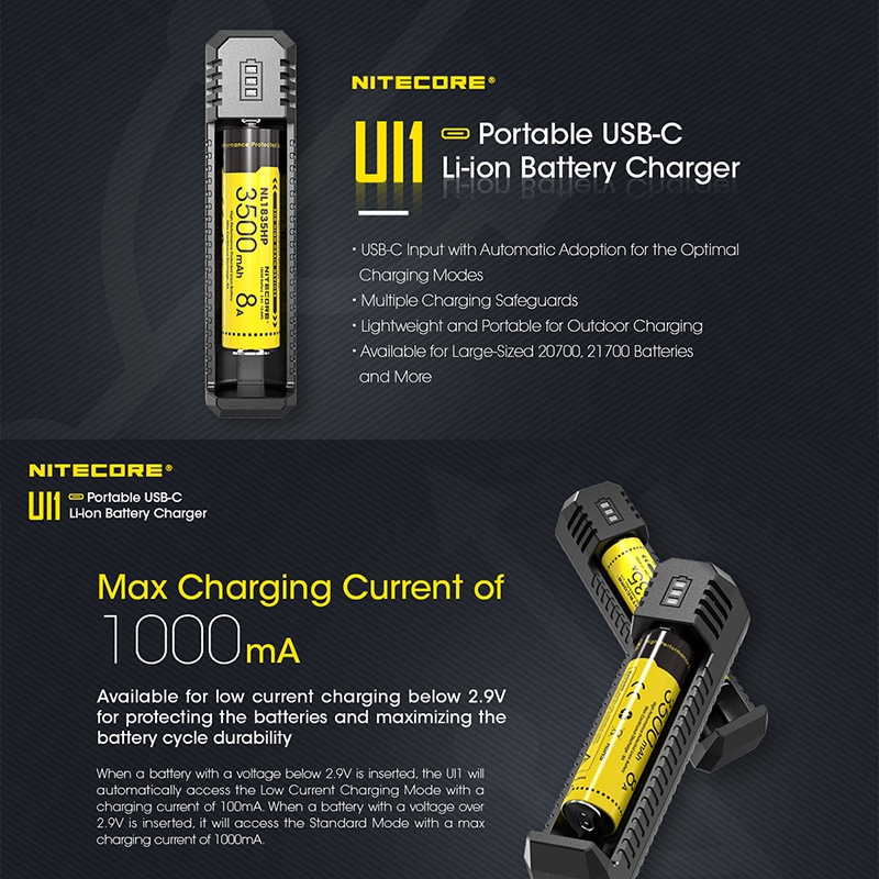 NITECORE(�ʥ��ȥ���) UI1 �ݡ����֥� USB-C ������।���� �Хåƥ꡼���㡼���㡼 ���Ŵ�