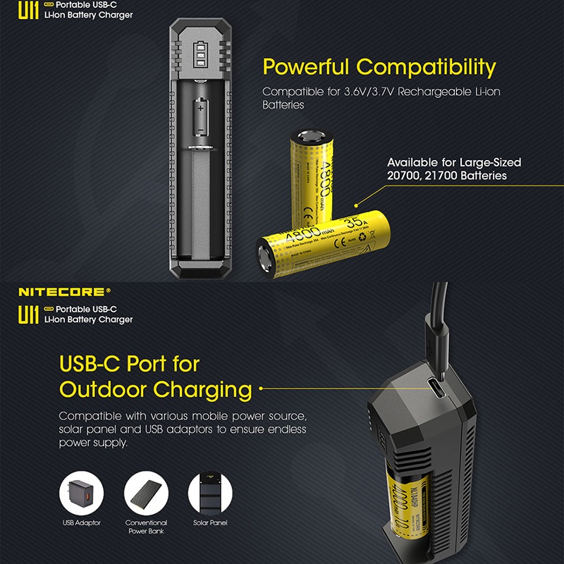 NITECORE(�ʥ��ȥ���) UI1 �ݡ����֥� USB-C ������।���� �Хåƥ꡼���㡼���㡼 ���Ŵ�