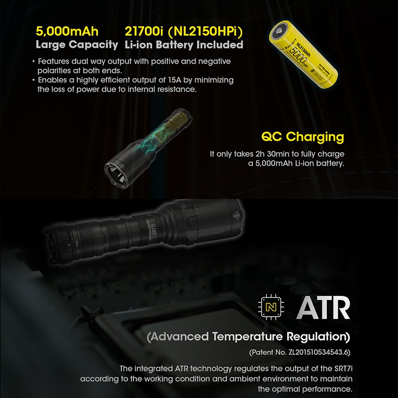 NITECORE(�ʥ��ȥ���) SRT7i ���ޡ��ȥ��쥯���������� �����ƥ����� �ե�å���饤�� ����3000�롼���/580m�ȼ� Type-C ���� i-Generation 21700/5000mAh������°