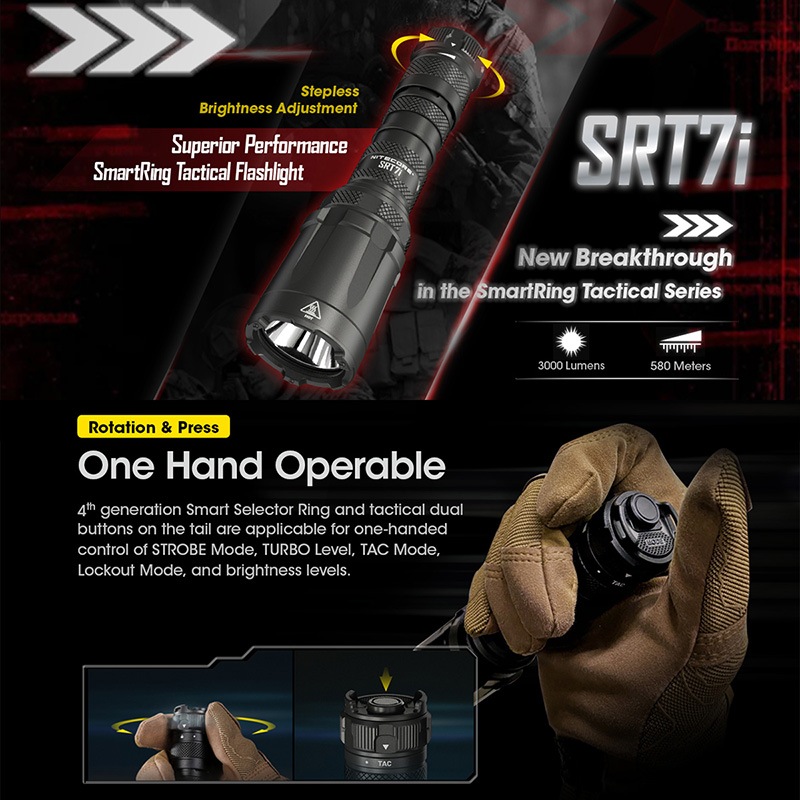 NITECORE(�ʥ��ȥ���) SRT7i ���ޡ��ȥ��쥯���������� �����ƥ����� �ե�å���饤�� ����3000�롼���/580m�ȼ� Type-C ���� i-Generation 21700/5000mAh������°