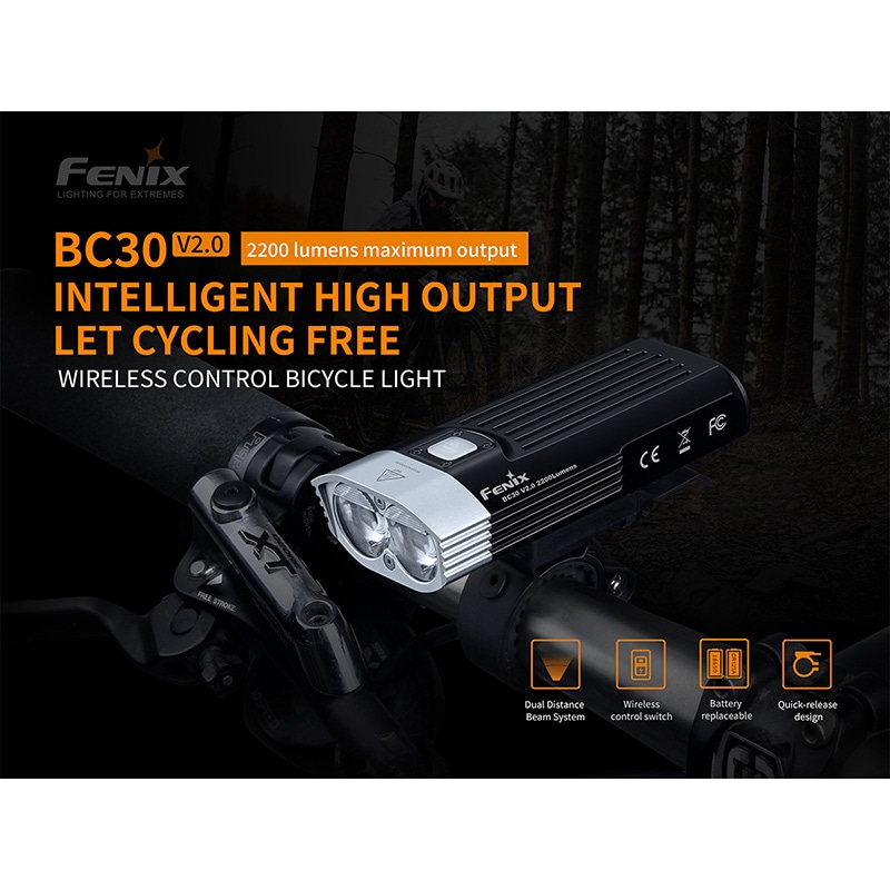 FENIX(ե˥å) BC30 V2.0 磻쥹ȥ ɥХ LED饤 ž֥ ̳ 2200롼/187mȼ 50ֲƯ IP67ɿ