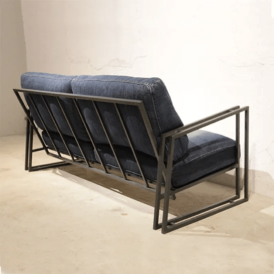 黒皮鉄とデニムのソファ／1P