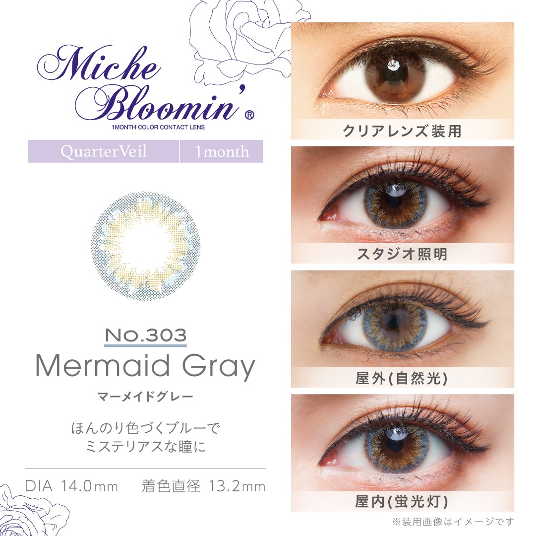 度なし ミッシュブルーミンマンスリー Michebloomin 1ヶ月交換カラーコンタクト 2枚入り 1箱 ゆうパケット送料無料 代金引換 同梱 日時指定不可 アイコンタクト専用商品 カラーコンタクトレンズ ミッシュブルーミンマンスリー アイ コンタクト