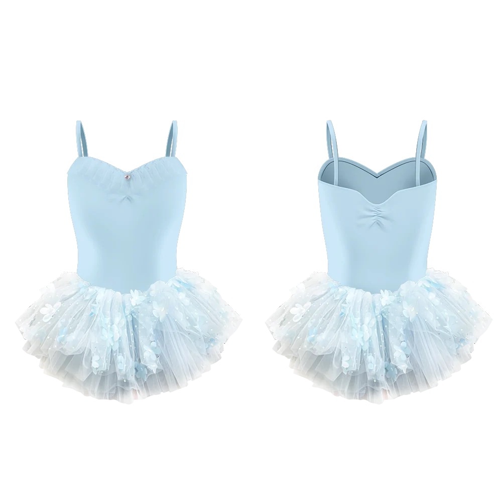 【Danse de Paris】Sparkle Tutu Blue 子供用 スカート付き レオタード　水色