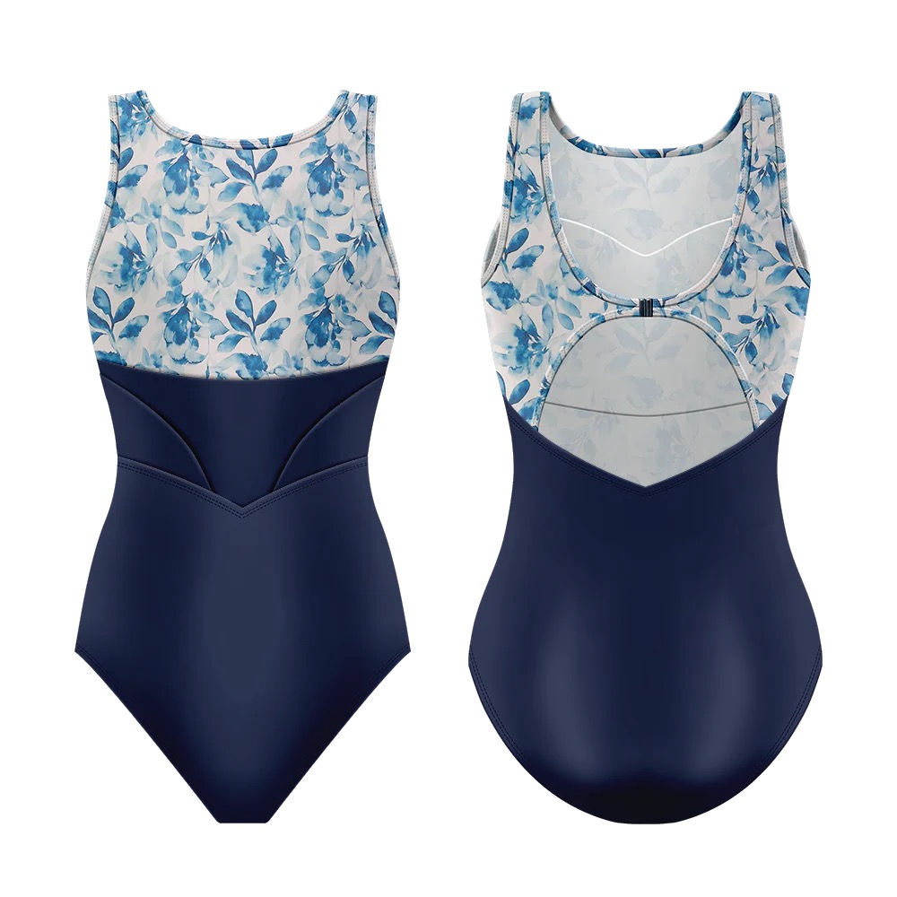 【Danse de Paris】Blisse Flora Bleu Inkwell レディース タンク レオタード　ブルー