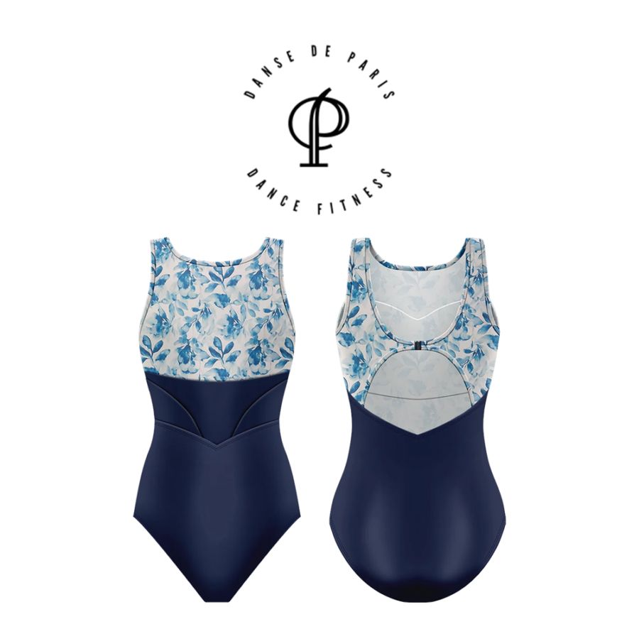 【Danse de Paris】Blisse Flora Bleu Inkwell レディース タンク レオタード　ブルー