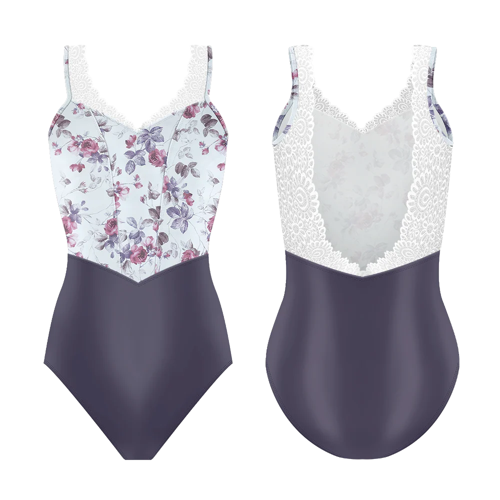 【Danse de Paris】Demi Moulin Florine Purple Velvet レディース レース レオタード